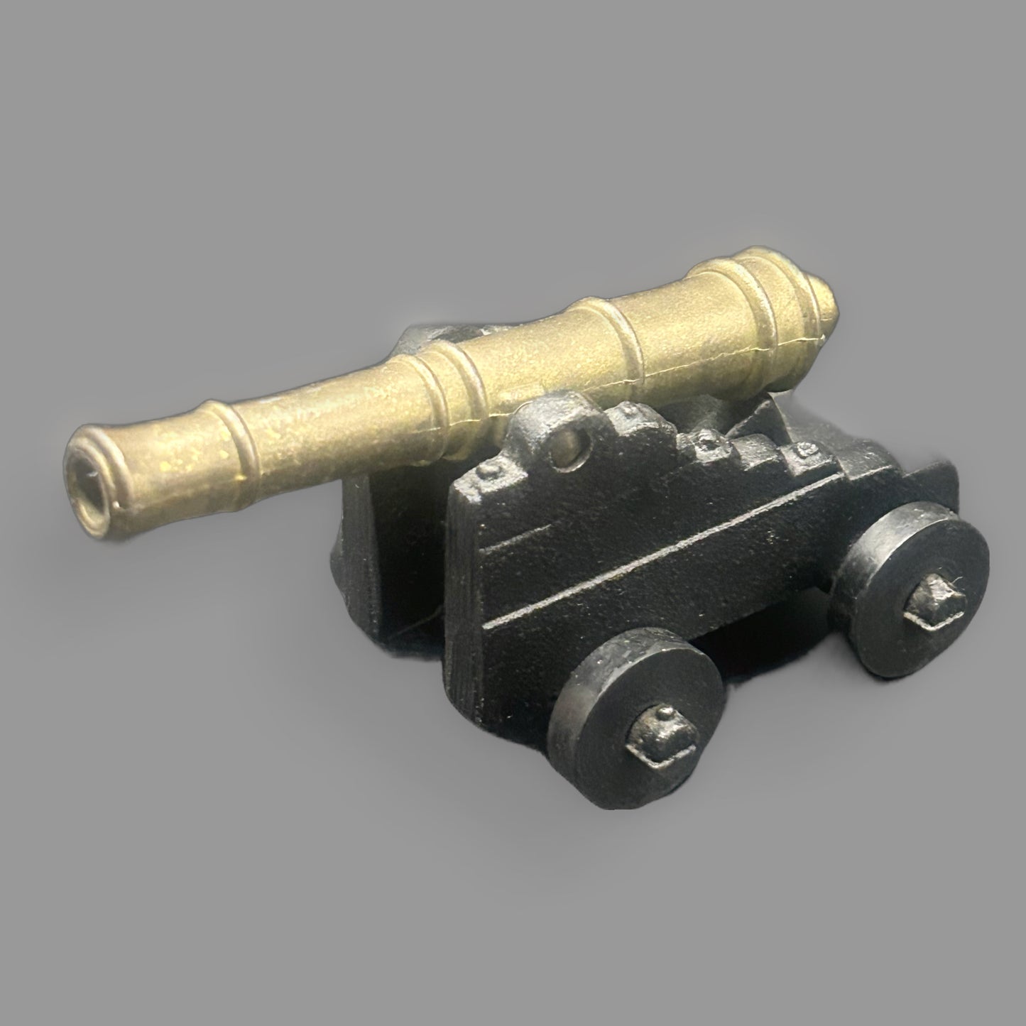 Vintage Miniature Brass & Cast Iron Naval Cannon — Desk Display Model — detail view