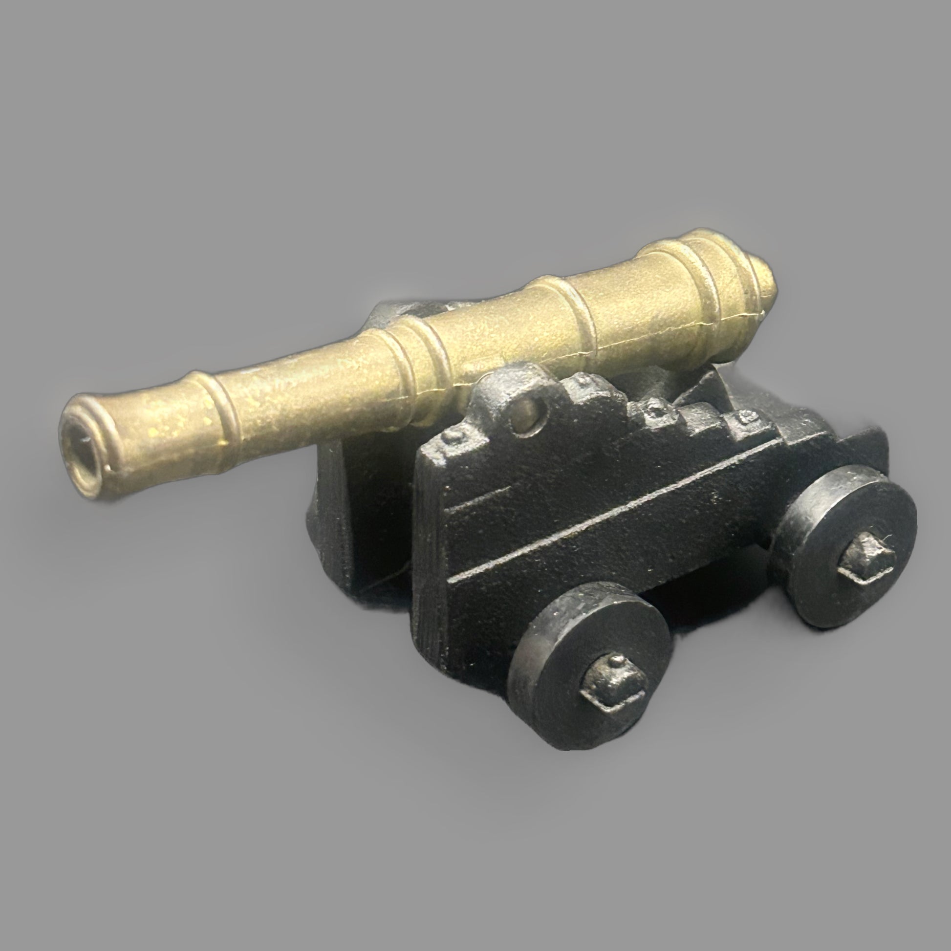 Vintage Miniature Brass & Cast Iron Naval Cannon — Desk Display Model — detail view