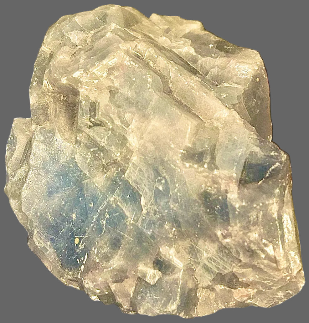 Blue Calcite Specimen — Pale Aqua, Waxy Luster, 328g — detail view