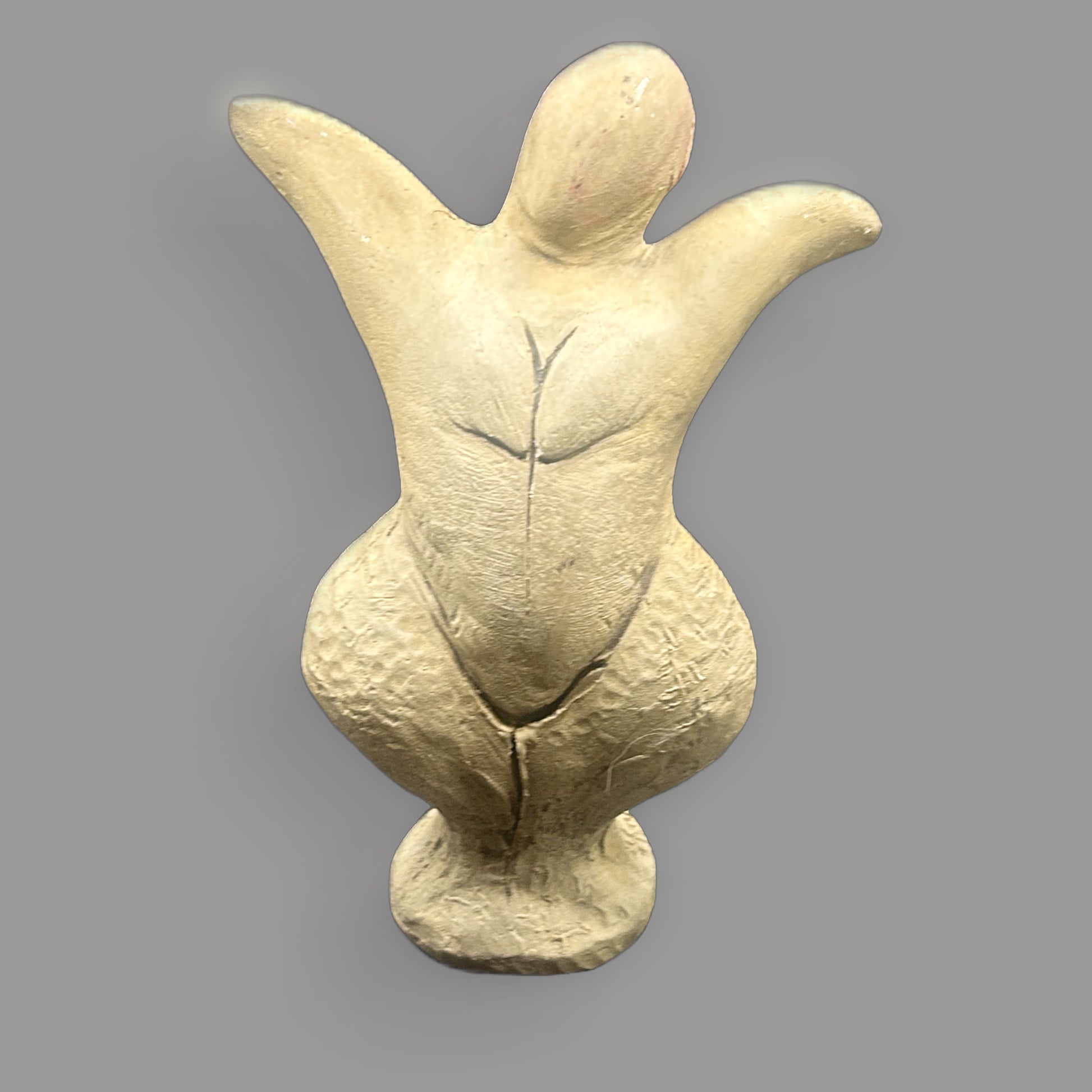 Handmade Clay Fertility Goddess Figurine — Folk Art Spiritual Collectible — detail view