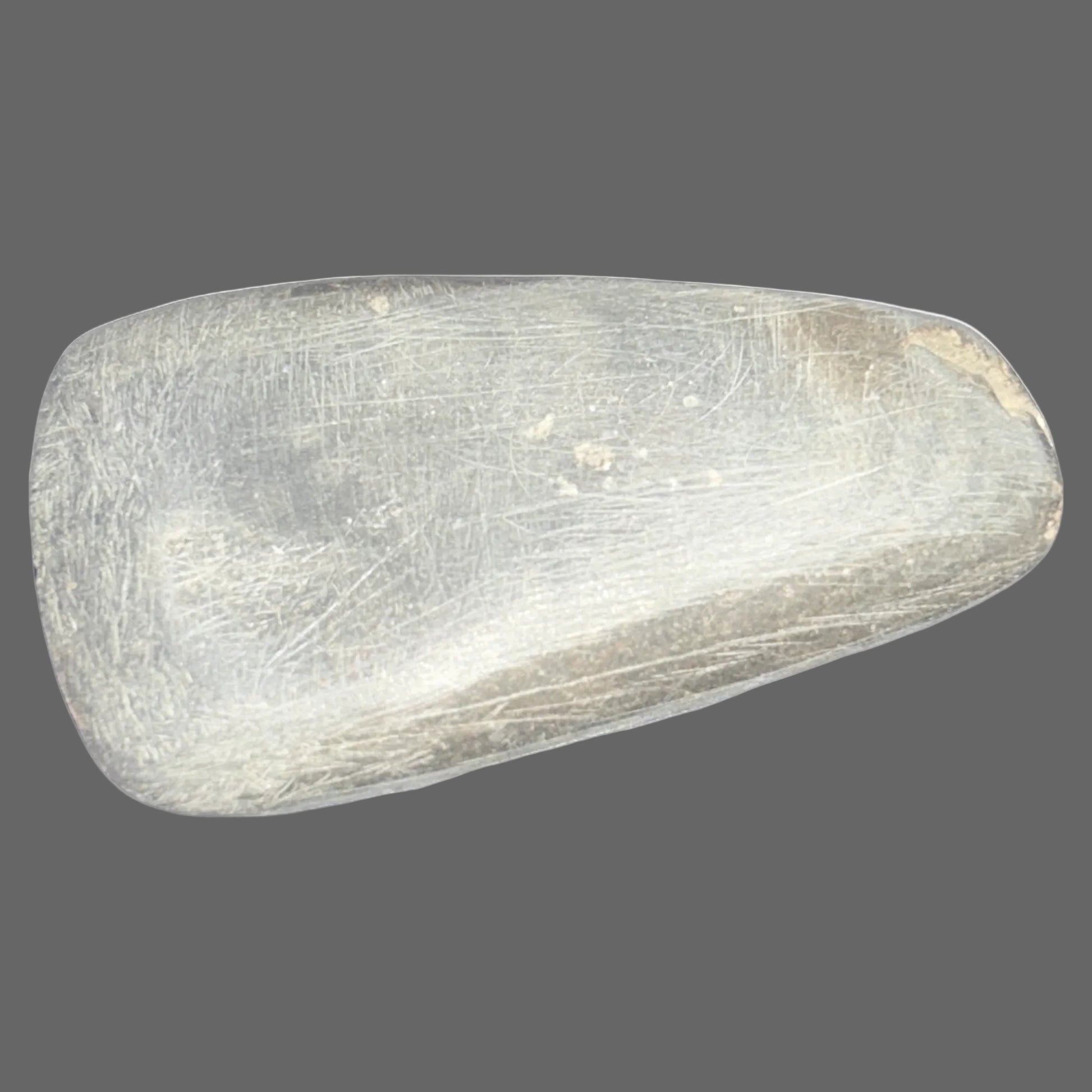 Ground Stone Adze / Celt — Prehistoric Woodworking Tool, Use-Worn Edge, 29g — detail view