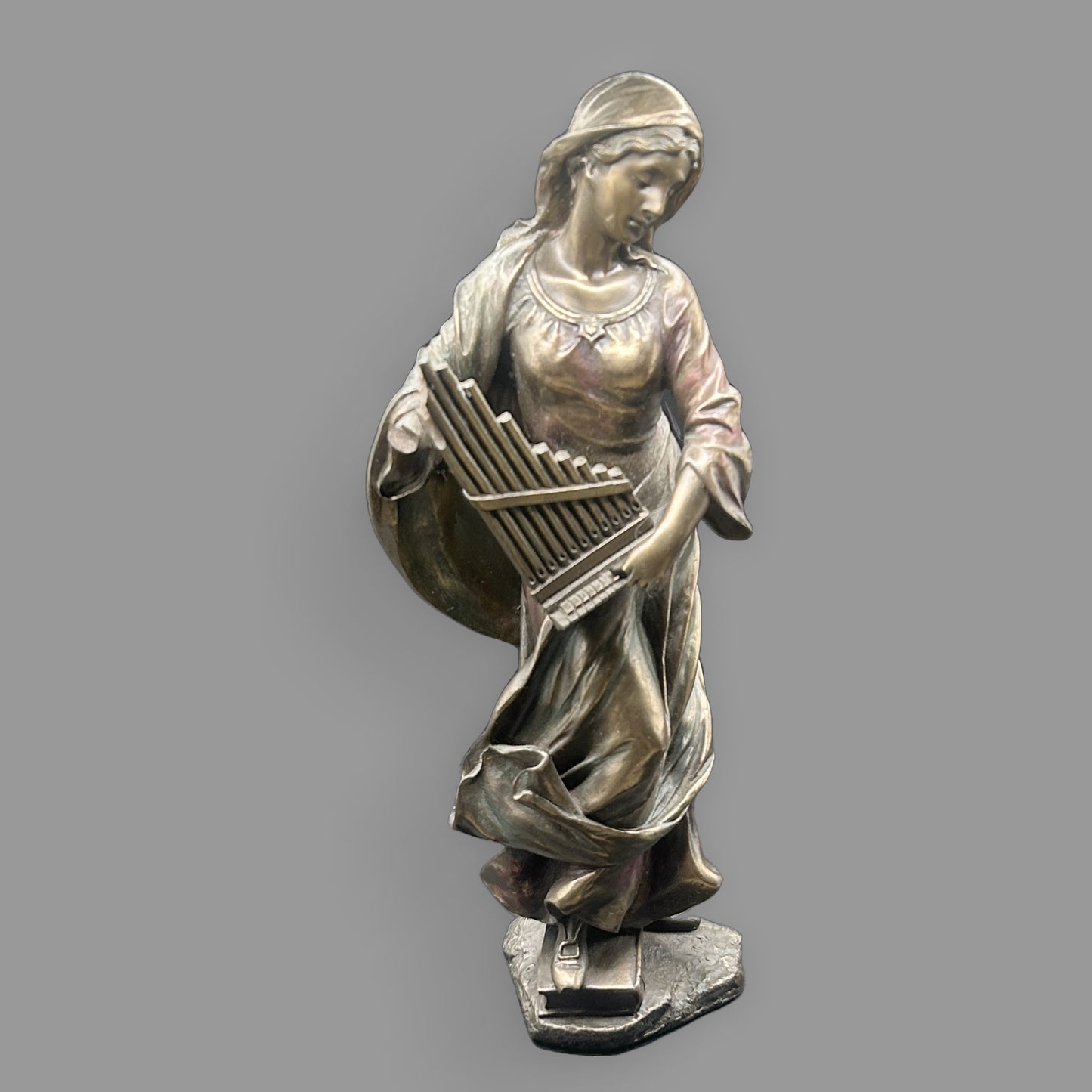 Veronese Collection St. Cecilia Statue — 8.5” Cold-Cast Bronze Figurine — detail view