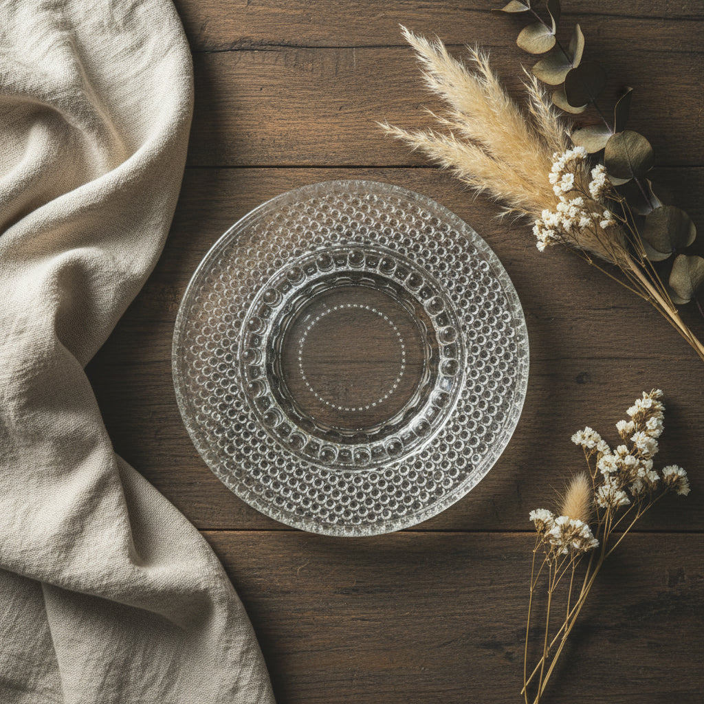 Vintage Clear Hobnail Glass Ashtray — Textured Pressed Glass Catchall Dish — main view